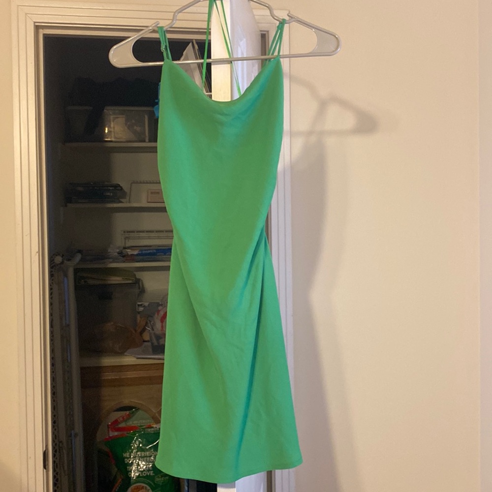 Green Victoria and Sophia cut out mini dress
